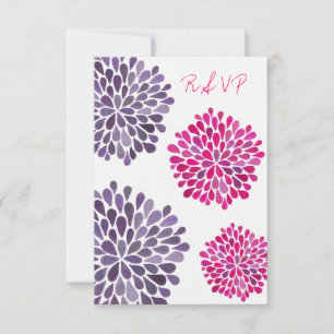Hochzeitskarte für uAwg Hot Pink und Lila Blumen RSVP Karte