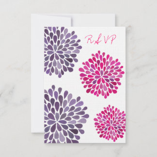 Hochzeitskarte für uAwg Hot Pink und Lila Blumen RSVP Karte