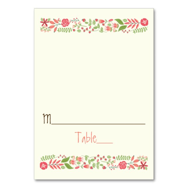 Hochzeitskarte für Vintage Korallenpfirsiche Tischnummer (Vorderseite)