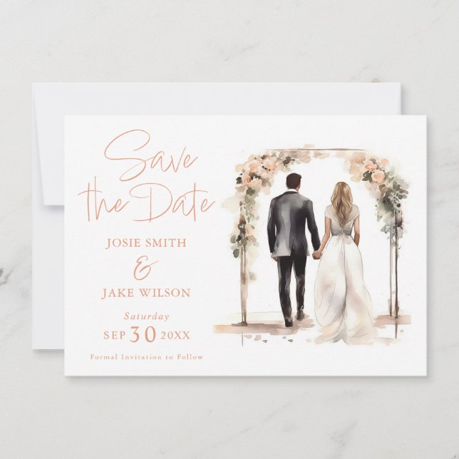 Hochzeitskarte für Wasserfarben Save the Date (Vorderseite)