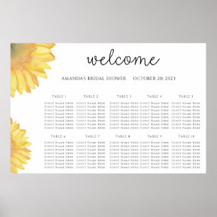 Hochzeitskarte für Wasserfarben-Sonnenblumen Poster