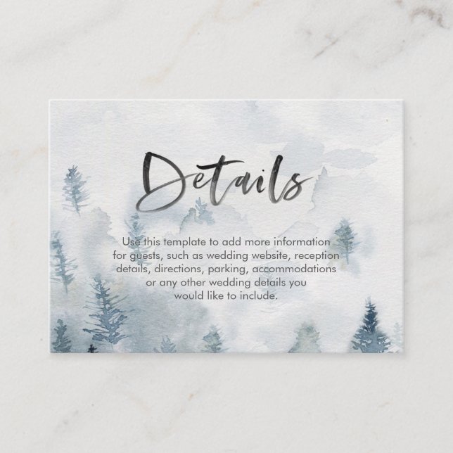 Hochzeitskarte für Wasserfarbenwald Begleitkarte (Vorderseite)