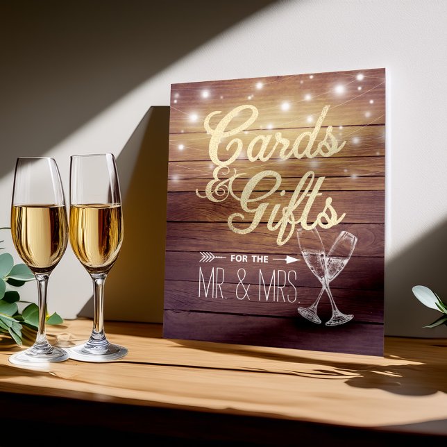 Hochzeitskarte & Geschenke Champagner Brille Holz Poster (Von Creator hochgeladen)