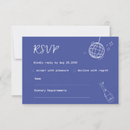 Hochzeitskarte im handgezeichneten Stil in Blau mi RSVP Karte