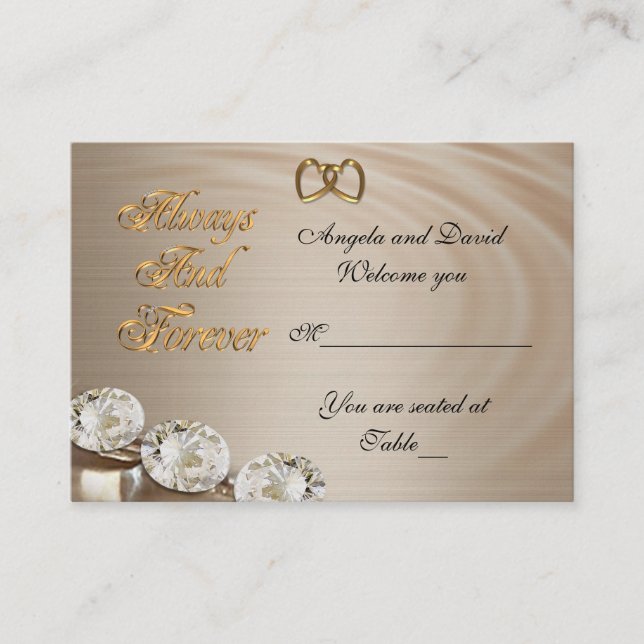Hochzeitskarte, immer und für immer, Diamant Platzkarte (Vorderseite)