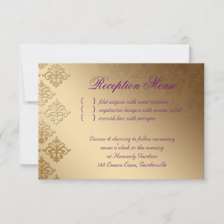 Hochzeitskarte Indischer Damaskus Lila Gold RSVP Karte