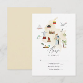 Hochzeitskarte Kolumbien RSVP Karte