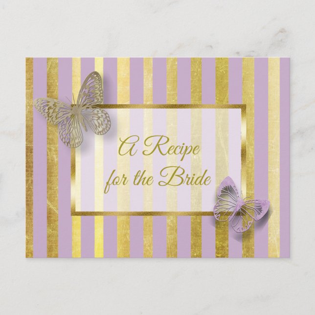 Hochzeitskarte lila und Gold Butterfly Rezept Postkarte (Vorderseite)