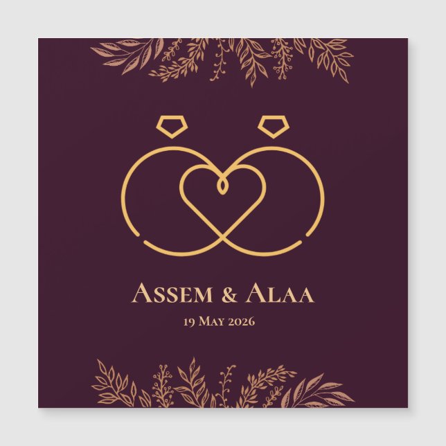 Hochzeitskarte Magneteinladung (Vorderseite)