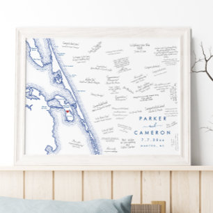 Hochzeitskarte Manteo NC Navy Blau Gästebuch Poste