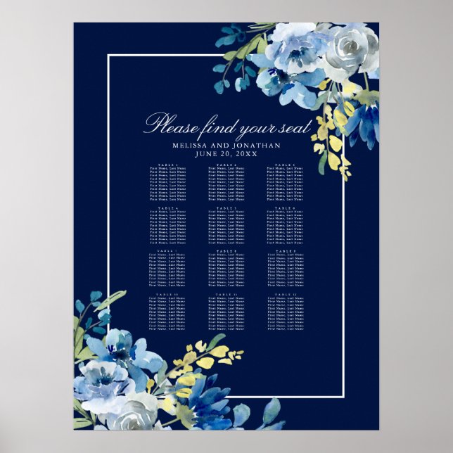 Hochzeitskarte mit blauem Flor Poster (Vorne)