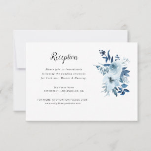 Hochzeitskarte mit blauen Blumen RSVP Karte