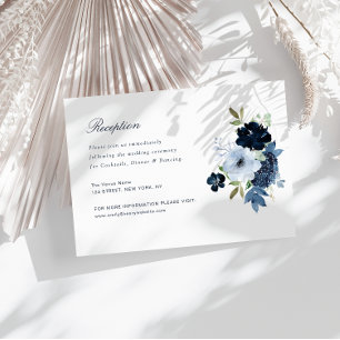 Hochzeitskarte mit blauen und blauen Blumen RSVP Karte