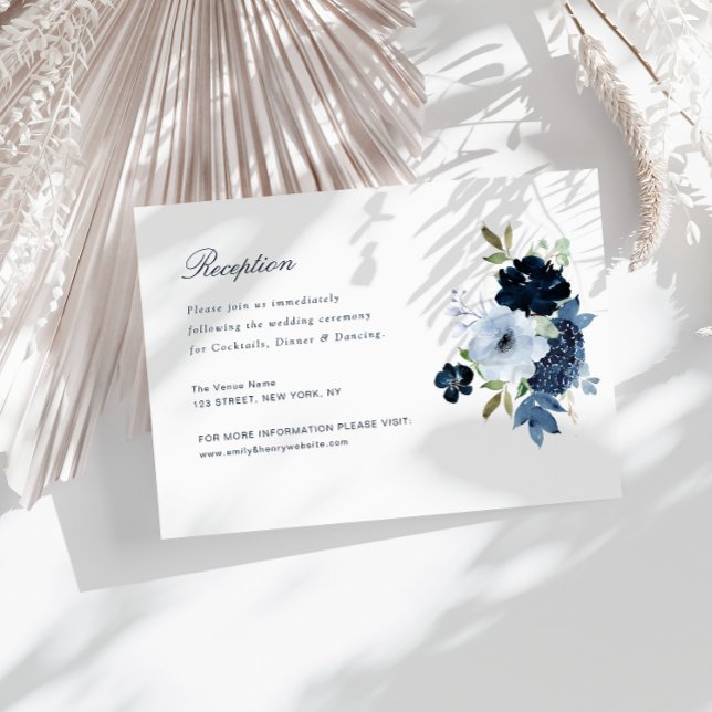 Hochzeitskarte mit blauen und blauen Blumen RSVP Karte (Von Creator hochgeladen)