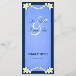 Hochzeitskarte mit blauer Blume Menükarte