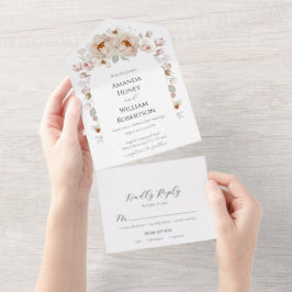 Hochzeitskarte mit Peony Bouquet All In One Einladung