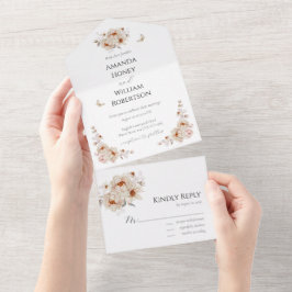 Hochzeitskarte mit Peony Bouquet All In One Einladung