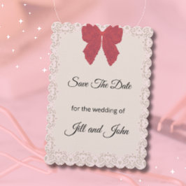 Hochzeitskarte mit Spitzen-Schleife 'Save The Date