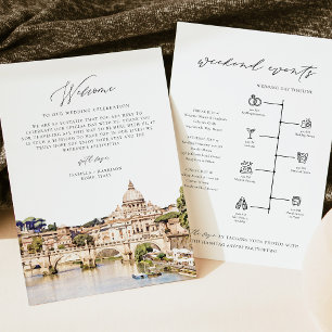 Hochzeitskarte mit Zeitplan und Willkommensschreib Einladung