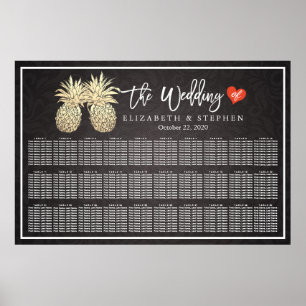 Hochzeitskarte Modernes Gold Ananas Paar Poster