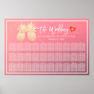 Hochzeitskarte Modernes Gold Ananas Paar Poster