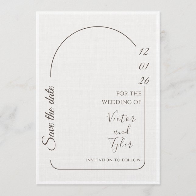 Hochzeitskarte – Modernes Minimal Save The Date Ar Einladung (Vorderseite)