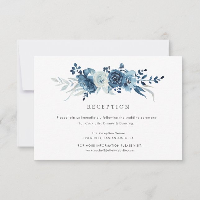 Hochzeitskarte Mondlicht Blau RSVP Karte (Vorderseite)