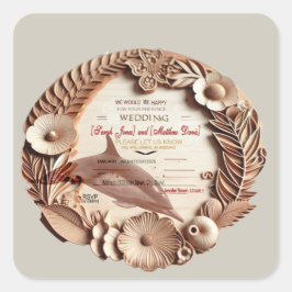 Hochzeitskarte Quadratischer Aufkleber