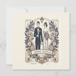 Hochzeitskarte retro schwarz und weiß einladung