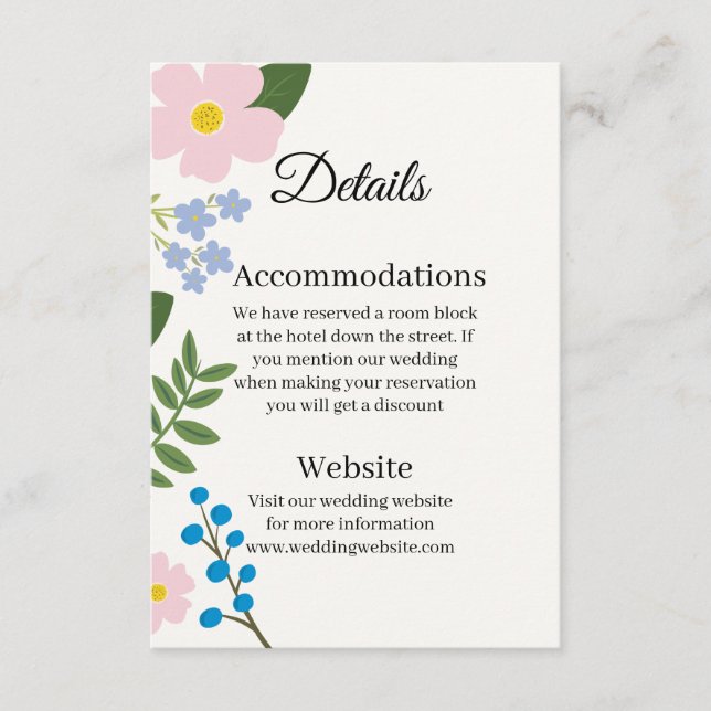 Hochzeitskarte Rosa Blume Begleitkarte (Vorderseite)