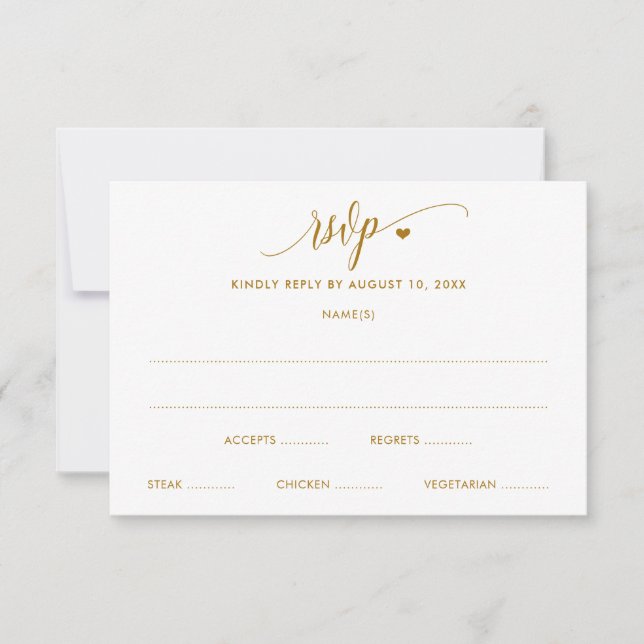 Hochzeitskarte RSVP Card Modern Fun Gold Calligrap Karte (Vorderseite)