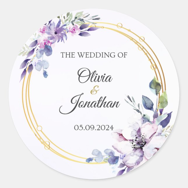 Hochzeitskarte Runder Aufkleber (Vorderseite)