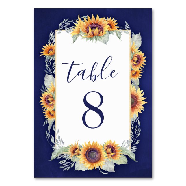 Hochzeitskarte Sunflower Vintage Tischnummer Cards (Vorderseite)