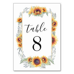 Hochzeitskarte Sunflower Vintage Tischnummer Cards
