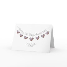 Hochzeitskarte zum Jubiläum mit lila Perlenherzen