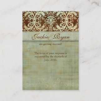 Hochzeitskarten Damask Green Vintag Begleitkarte