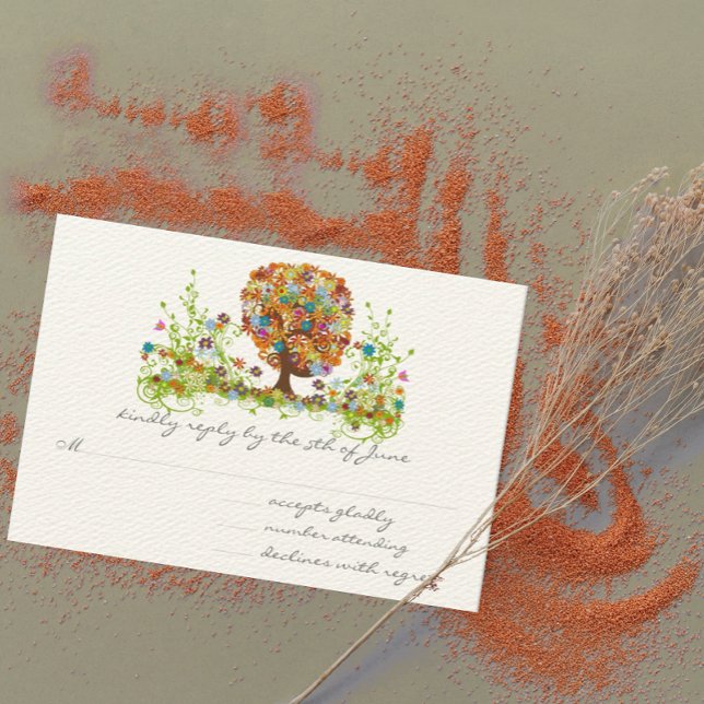 Hochzeitskarten der Whimsical Blume Tree RSVP Karte (Von Creator hochgeladen)