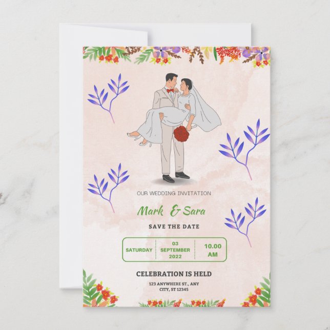 Hochzeitskarten Einladung (Vorderseite)