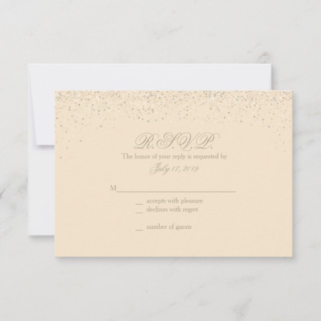 Hochzeitskarten für Champagner-Glitzer RSVP Karte (Vorderseite)
