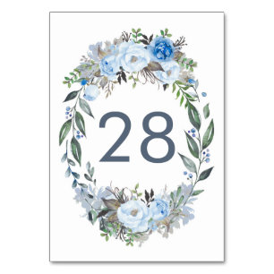 Hochzeitskarten für Dusty Blue Floral Tischnummer