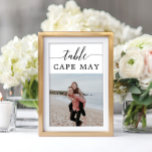 Hochzeitskarten für Foto-Tischnummer Tischnummer<br><div class="desc">Helfen Sie jedem mit dieser lustigen und einzigartigen Reise-Thematik für Tischnummern, seinen Platz zu finden! Anstatt traditionelle Zahlen zu verwenden, können Sie Orte anzeigen, zu denen Sie gereist sind, und dann die Tabelle mit diesem Ziel benennen! Dieses Design verfügt über einen eleganten Kalligraphieskript-Schriftart und einen bearbeitbaren Namensbereich. Fügen Sie Ihr...</div>