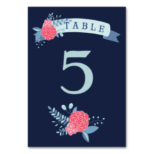 Hochzeitskarten für Hochzeiten von Navy und Rosa T Tischnummer