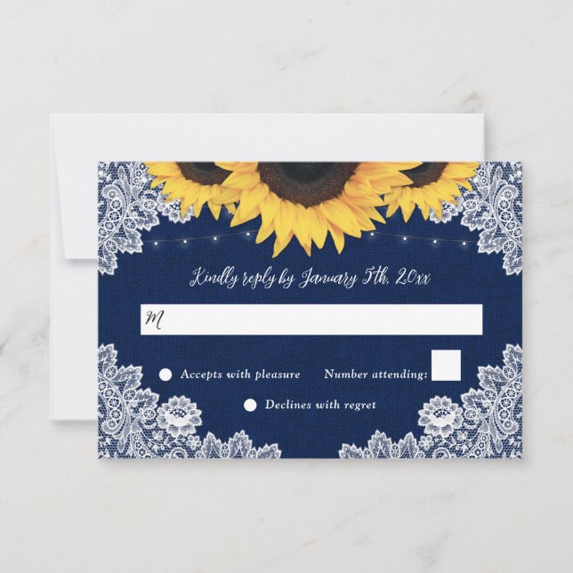 Hochzeitskarten für Hochzeitskarten mit blauem Bur RSVP Karte (Vorderseite)