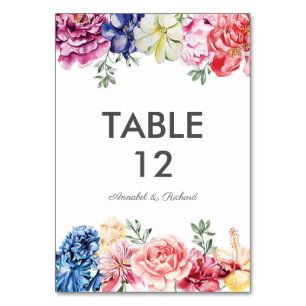 Hochzeitskarten für leuchtend blaue Flora Tischnummer