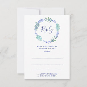 Hochzeitskarten für lila Frühlingsflorale RSVP Karte