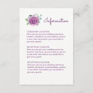 Hochzeitskarten für lila Rose Begleitkarte
