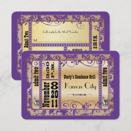 Hochzeitskarten für lila und Gold Showbill RSVP Karte