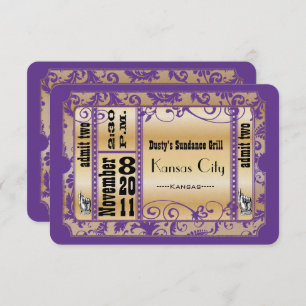 Hochzeitskarten für lila und Gold Showbill RSVP Karte