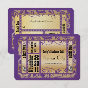 Hochzeitskarten für lila und Gold Showbill RSVP Karte