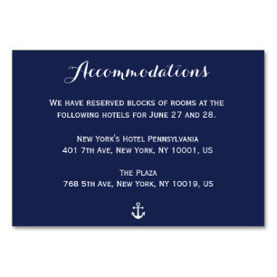 Hochzeitskarten für Navy Blue Nautical Tischnummer